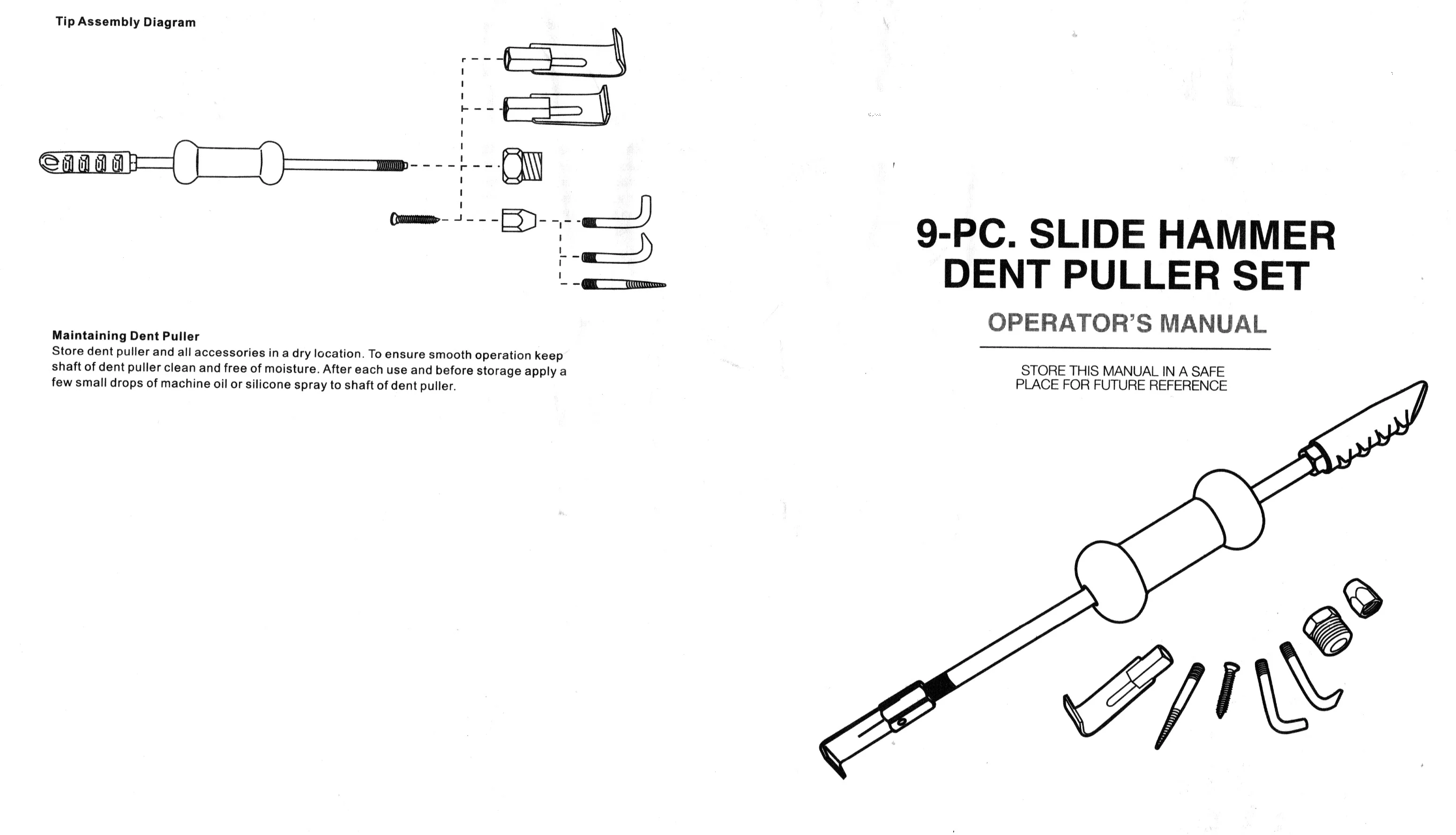 9 Piece 5 lb Slide Hammer / Dent Puller Kit - Image 4