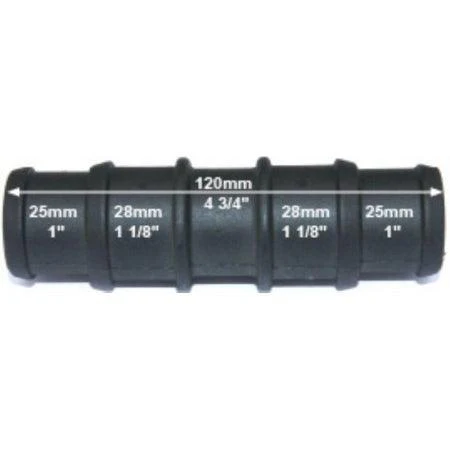 Black Nylon Stepped Reducer Joiner 25/28mm - 28/25mm - Image 3