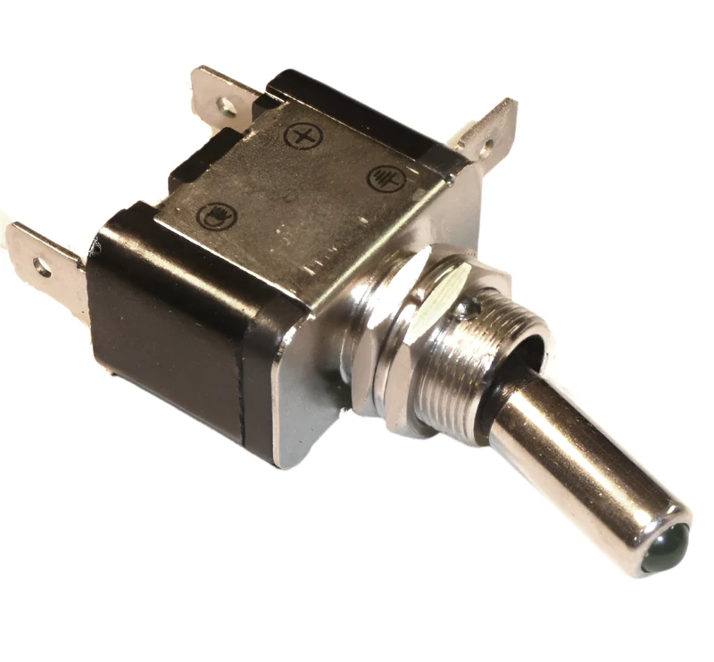 LED Illuminated Chrome Toggle Switch Green