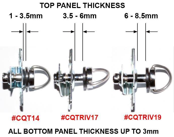 Chrome Quarter Turn Fastener With Rivets For 4mm Top Panels - Image 4