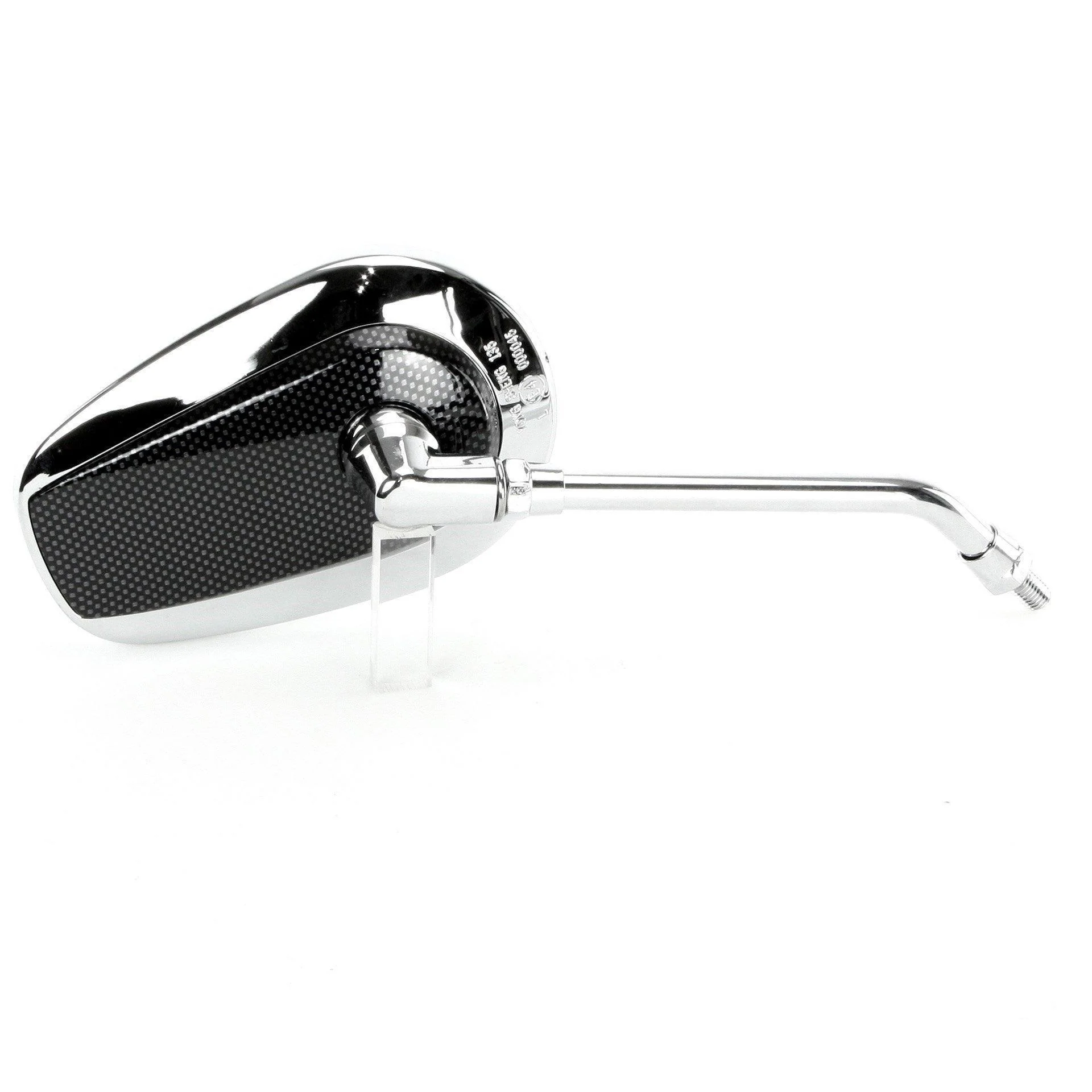 Flat Chrome Stalk Mirror With Carbon Panel 270mm - Image 2