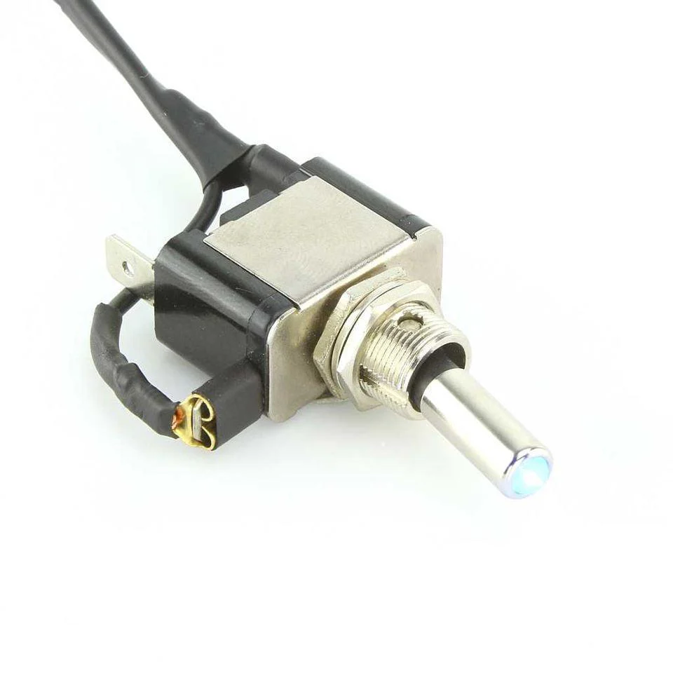 LED Illuminated Chrome Toggle Switch Blue - Image 3