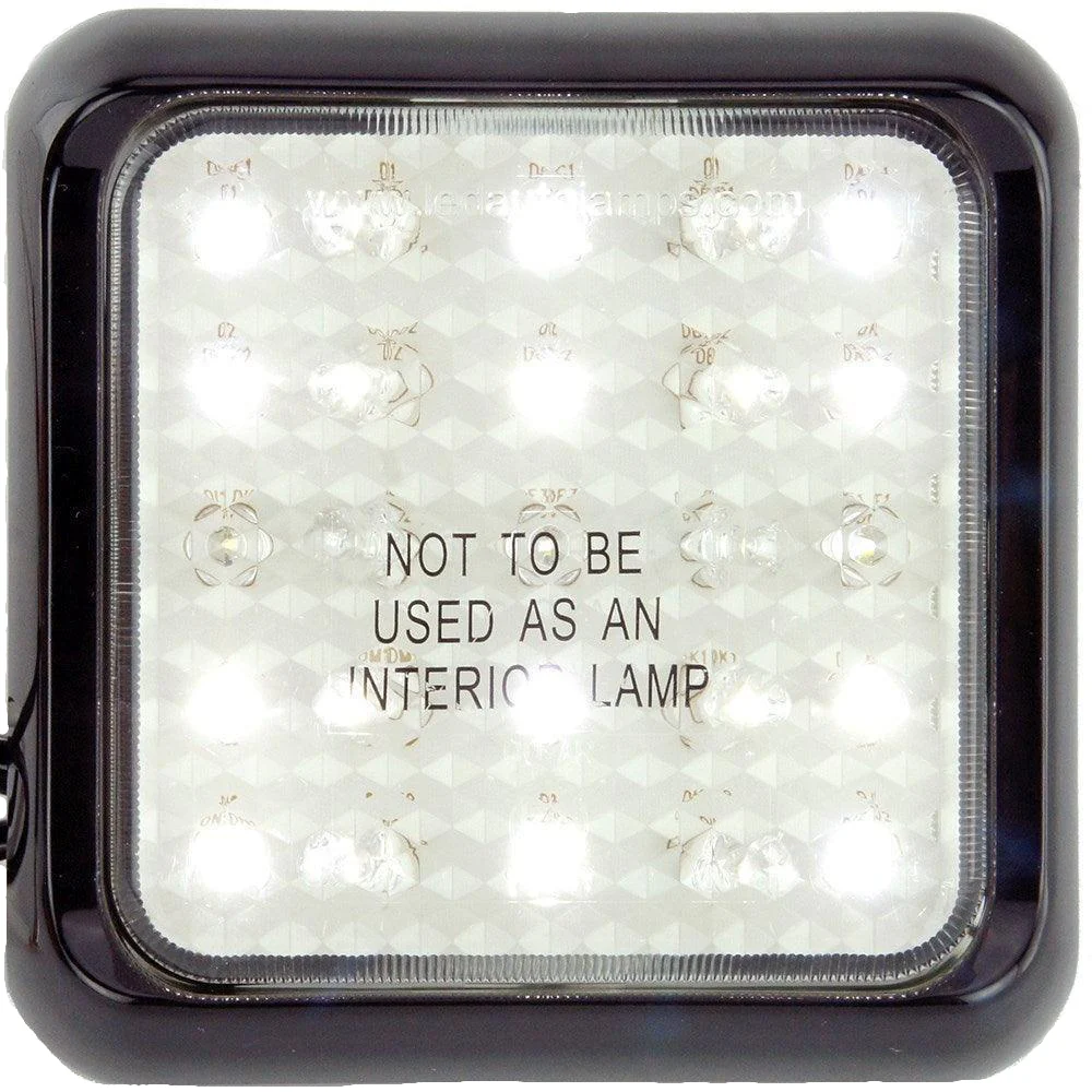 Square LED Slim Reverse Light 100 x 100mm Black Surround