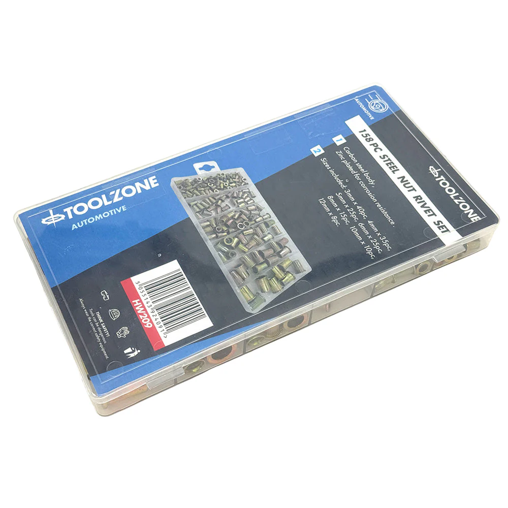 Plated Steel Flat Head Rivnut Pack 158 Piece - Image 2