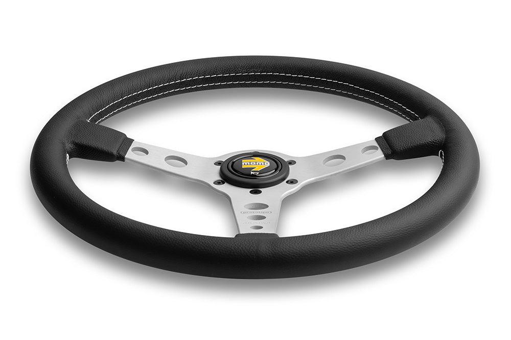 MOMO Prototipo 370mm Leather Steering Wheel - Silver Spokes - Image 2