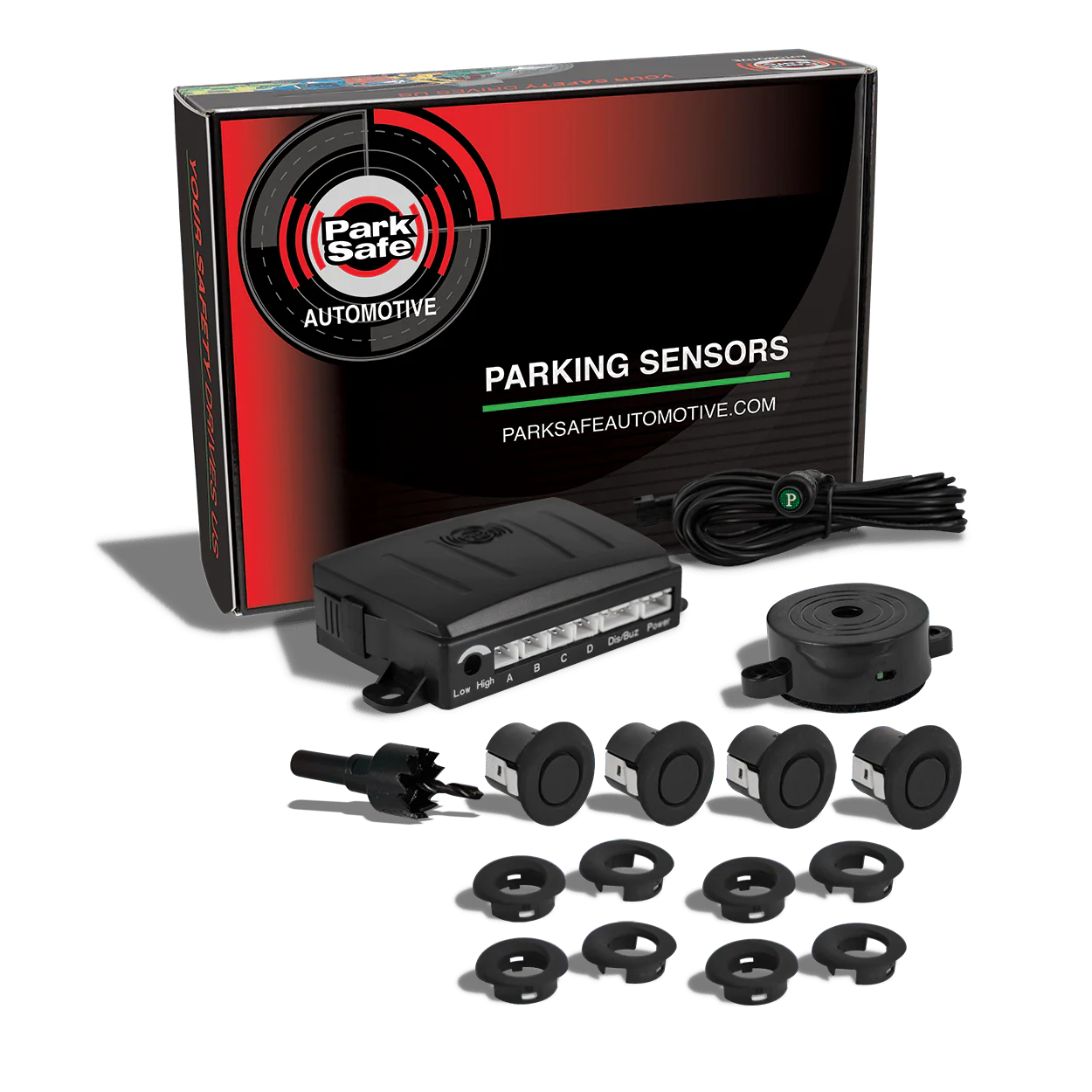 4 Sensor Front Kit with Angled Collars | Black Gloss | Display