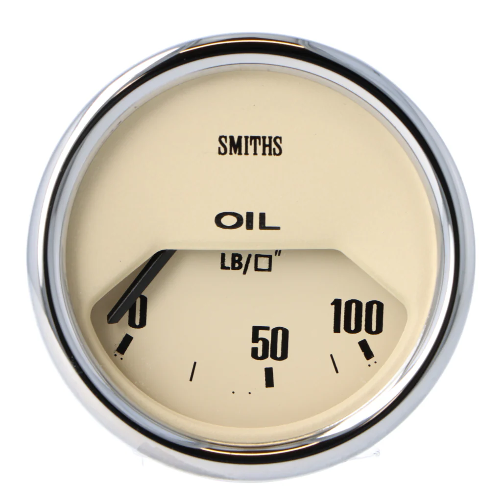 Smiths Classic Electronic 52mm Oil Pressure Gauge - Magnolia Face - Chrome Bezel
