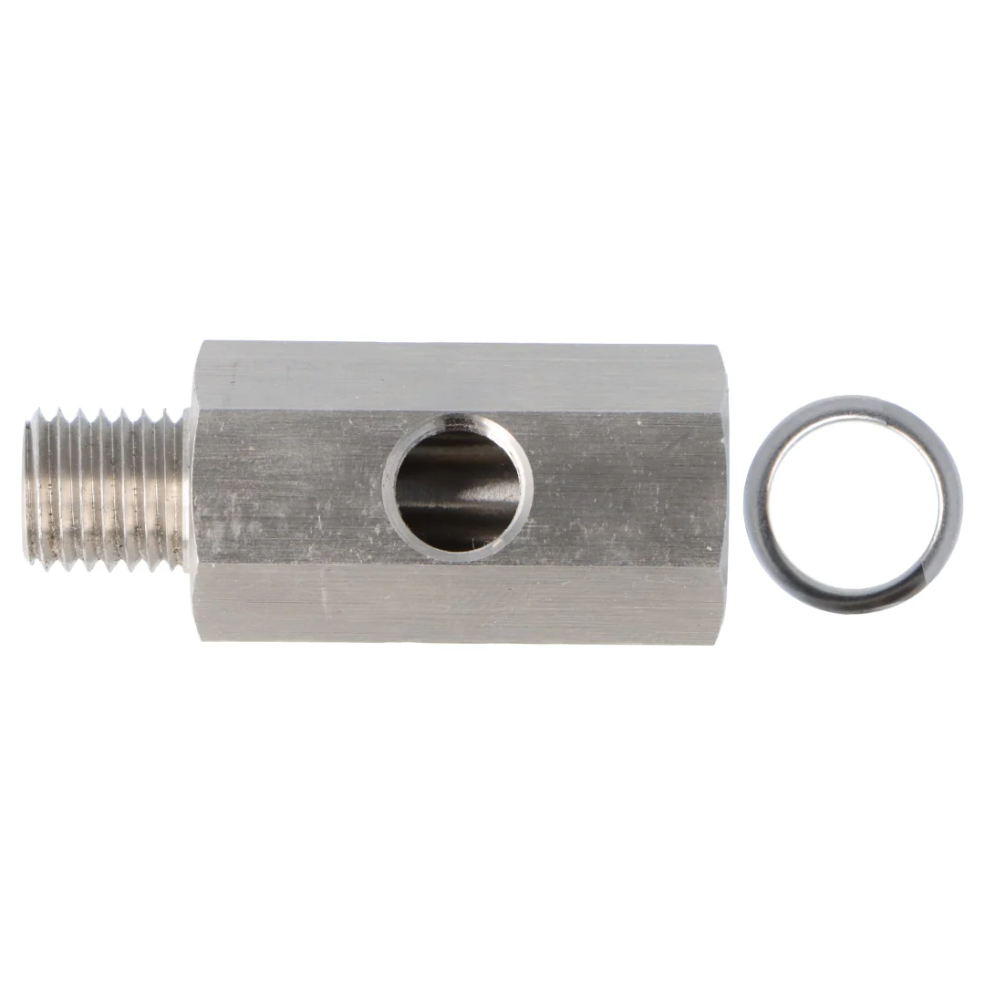 Stainless Steel Oil Pressure T Piece M12 x 1.5 Male and Female 1/8" NPT in the side - Image 2
