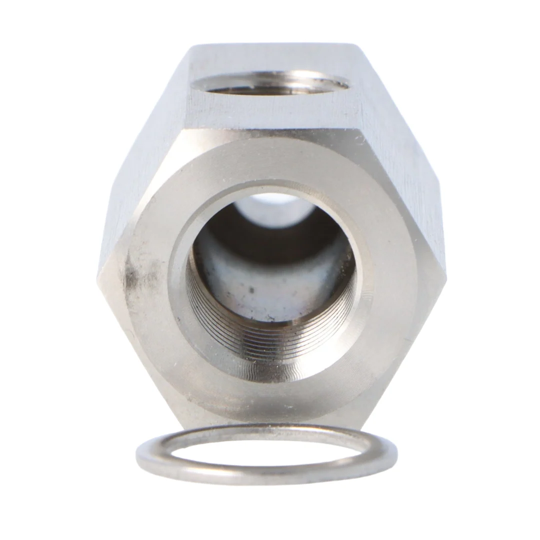Stainless Steel Oil Pressure T Piece M12 x 1.5 Male and Female 1/8" NPT in the side - Image 3
