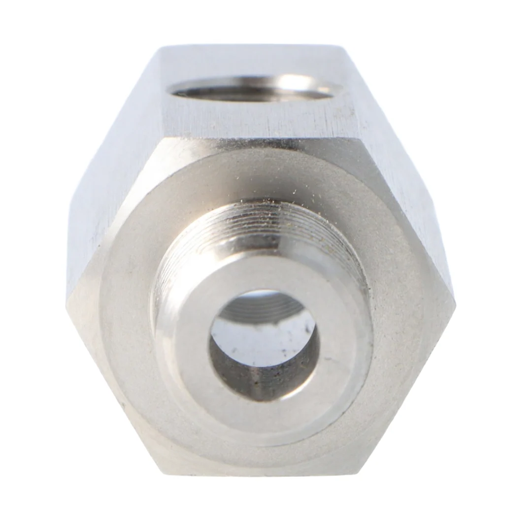 Stainless Steel Oil Pressure T Piece M12 x 1.5 Male and Female 1/8" NPT in the side - Image 4