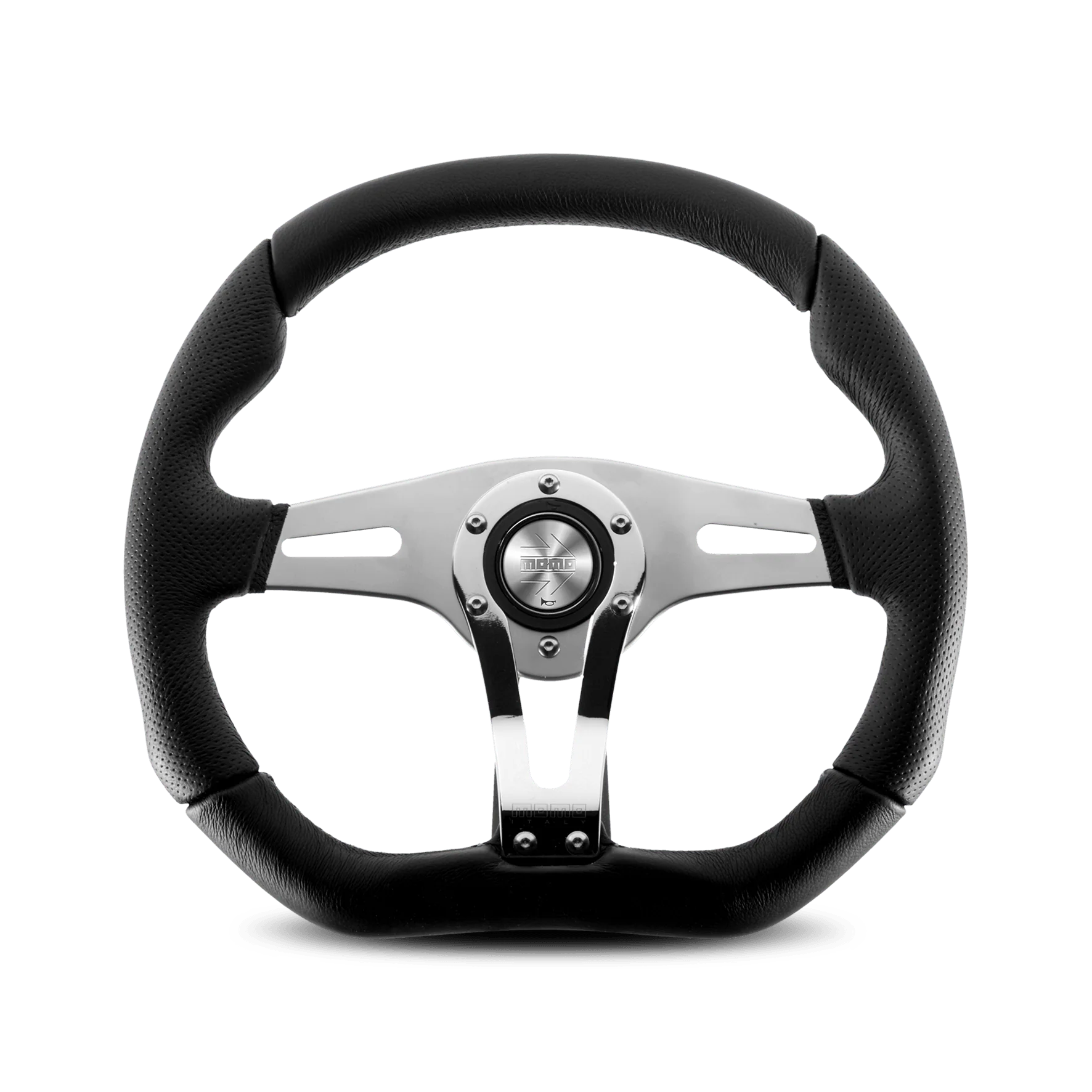 MOMO Trek R Steering Wheel - Chrome/Black Leather 350mm
