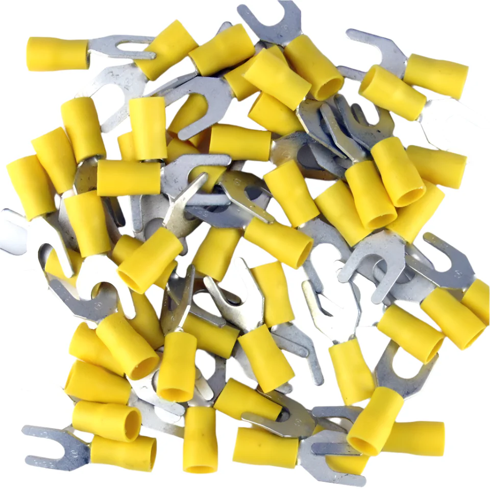 Yellow Pre Insulated Crimp Fork Terminals 50pcs - Image 3